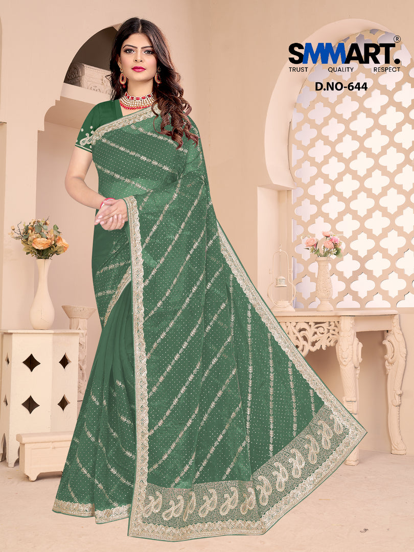 Tara Mirror Shine Saree – Draped in Light, Made to Shine