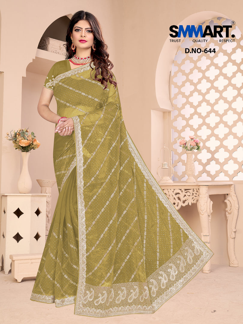 Tara Mirror Shine Saree – Draped in Light, Made to Shine