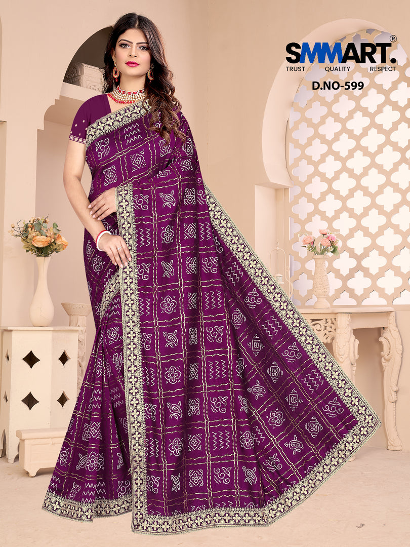 Noor Mirror Embellished Georgette Saree – Shine with Subtle Grace