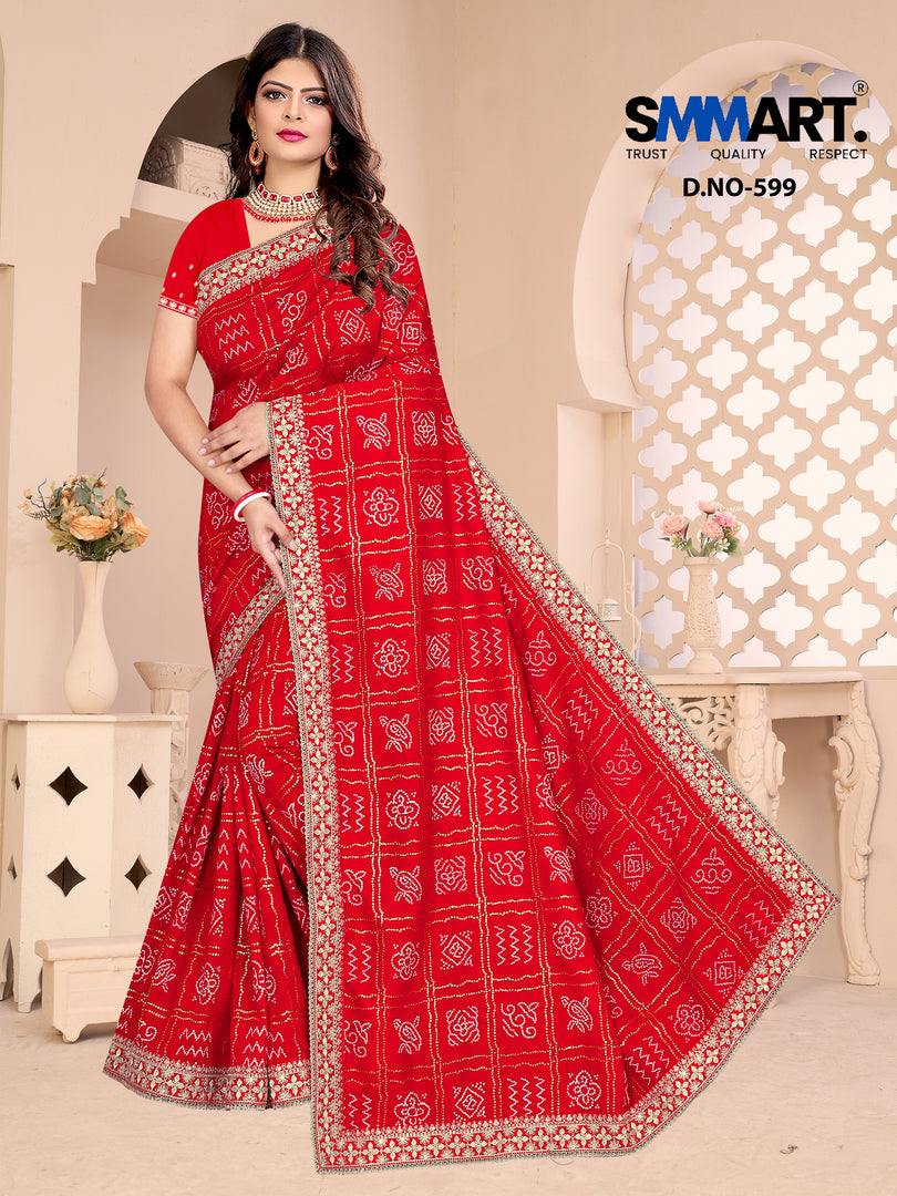 Noor Mirror Embellished Georgette Saree – Shine with Subtle Grace